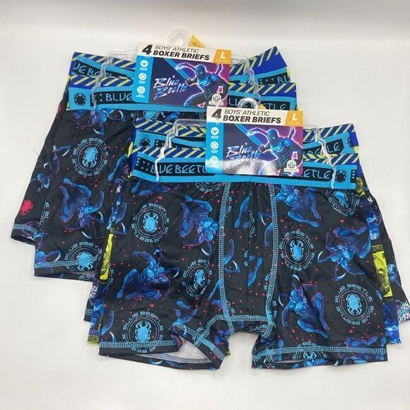 Blue Beetle All Over Print Boxer Briefs Underwear 2, 4-Packs Size L (10-12) - Picture 1 of 4